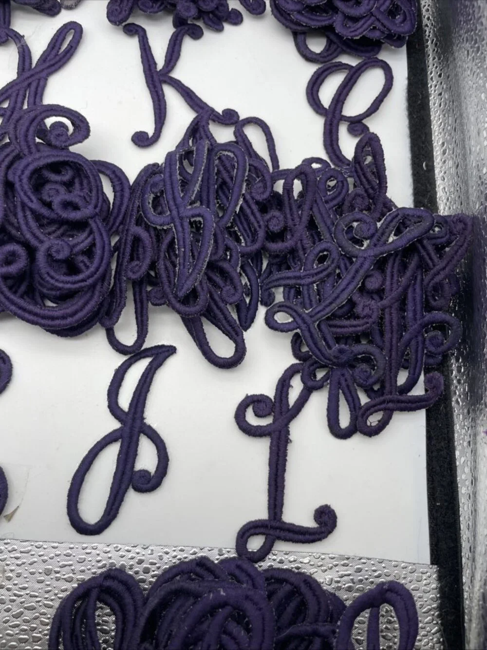 Vintage Monogram Script 3” Letters JC Nellissen Applique Patch Dark Purple Lot